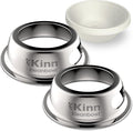 Kinn Kleanbowl Pet Bowl Stainless Steel Frame with Compostable Refills, 8 oz (Pack of 2) – Spill-Proof Stable Disposable Pet Bowls for Easy Cleaning and Healthy Pets, No Plastic