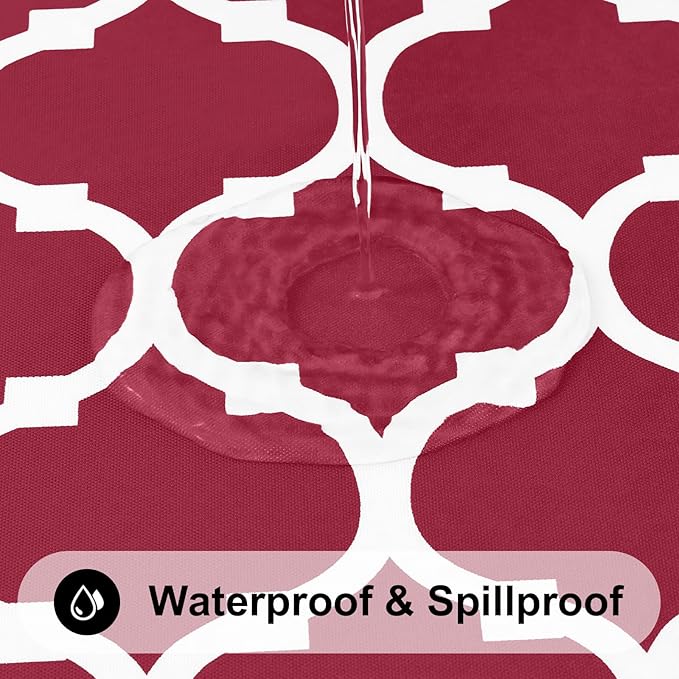 Smiry Rectangle Tablecloth, Waterproof Vinyl Tablecloths with Flannel Backing for Rectangle Tables, Wipeable Spillproof Plastic Tablecloth for Dining, Camping, Indoor and Outdoor (60"x84", Burgundy)