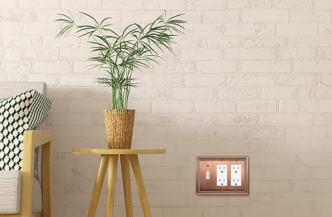 Henne Bery Sunken Pearls Heavy Duty Decorative Wall Plate Switch Plate Outlet Cover (Single Toggle/Double Decorator, Antique Copper)