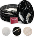 Gusto Nostro Black Marble Coasters Set of 4 - Luxury Natural Stone Coasters for Drinks - Genuine Marble Kitchen Accessories, Round Artisanal Stone Coaster for Kitchen Counter, Coffee Table, Home Decor
