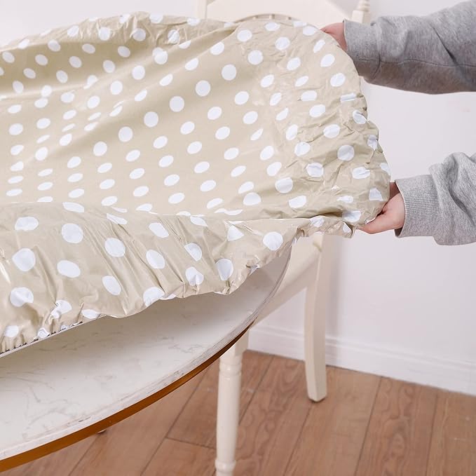 Walrus Round Vinyl Fitted Tablecloth with Flannel Backing Elastic Edge Design Table Cover Waterproof Oil-Proof PVC Table Cloth Stain-Resistant Best for 32"-36" Round