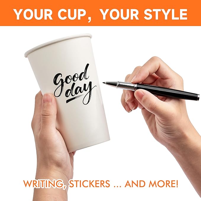 50 Pack 12 oz Disposable Coffee Cups with Lids and Sleeves, Paper Coffee Cups for Hot/Cold Drinks, Leak-Proof To Go Cups for Home, Cafes, Events and Office