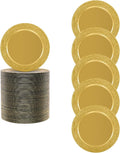100 PCS Antique Charger Plates Bulk, 13 Inch Round Textured Edge Plastic Dinner Chargers, Bulk Plastic Charger Plates Set for Wedding, Party, Table Decor (Gold)