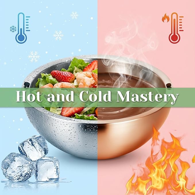 Dip Bowl,Large 70 oz Heat Insulated Stainless Steel Bowls Ideal for Guacamole Salsa,Double Walled Insulated Cold or Hot Se for Salsa, Guacamole, Salad, Sauces, Hot or Cold Food, Party