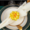 Flower Napkin Rings Set of 6,Rustic Rose Napkin Rings Flower Dinner Napkin Holder for Table Decoration (34#Yellow)
