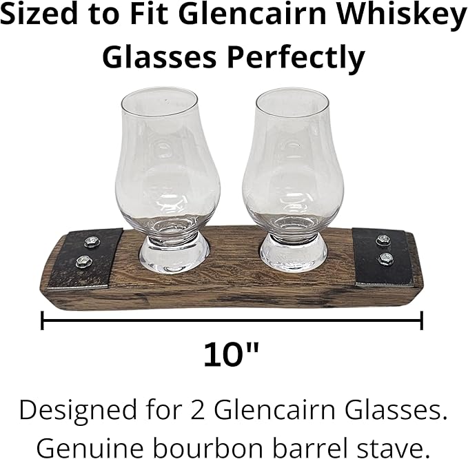 Premium 2 glass whiskey flight/Whiskey coaster/Crystal glass holder/Bar Decor/Barerl-Art (With Crystal Glasses)