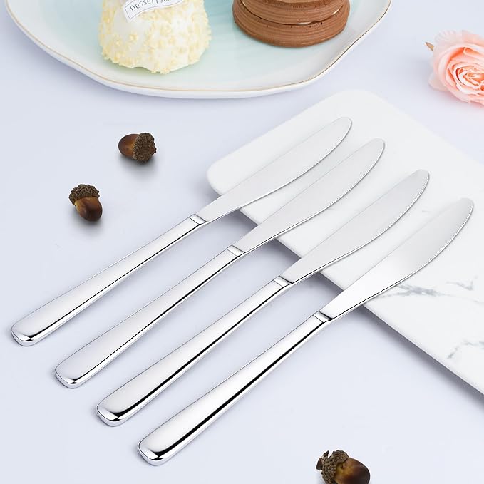 24 Pieces Butter Knives Set - 9 Inches Butter Knife, Food Grade Stainless Steel Dinner Knives Set, Mirror Polished Knife Silverware for Home, Restaurant, Kitchen, Dishwasher Safe