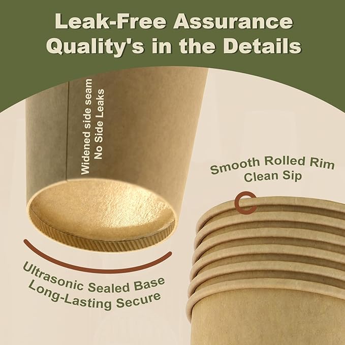 5 oz 300 Pack Disposable Coffee Cups, Bulk Brown Disposable Paper Cups, Coffee Cups for Hot Tea, Chocolate and Cold Drinks