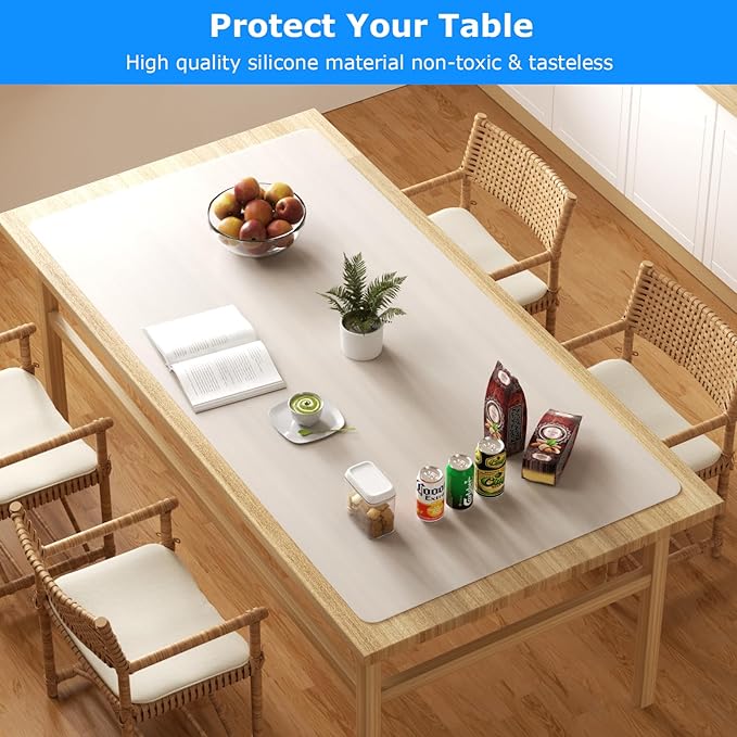 Silicone Mats for Kitchen Counter 47.2"x23.6"x0.08”, Largest Heat Resistant Mats for Countertop, Kitchen Island Silicone Protector Placemats Nonslip Extra Large Counter Mat (Translucent)
