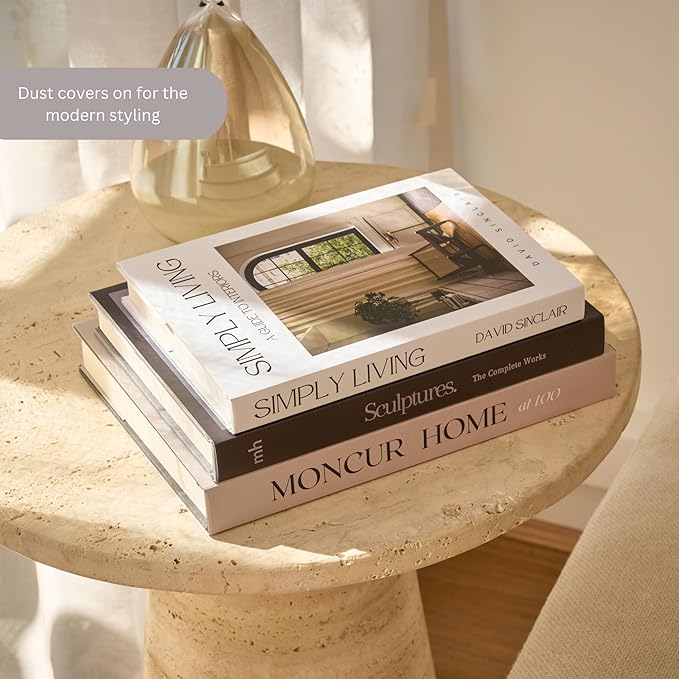 Decorative Coffee Table Books for Home Décor Accents Bookshelf Decor with Real Blank Pages and Removable Covers Set of 3 Mid Century Modern Fake Books for Decoration Room Decor Aesthetic