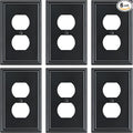 6-Pack Single Duplex Outlet Cover Plate, Decorative Black Switch Plates and Outlet Covers, Metal Wall Plates for Electrical Outlets, 1 Gang Receptacle Cover, Corrosion Resistant