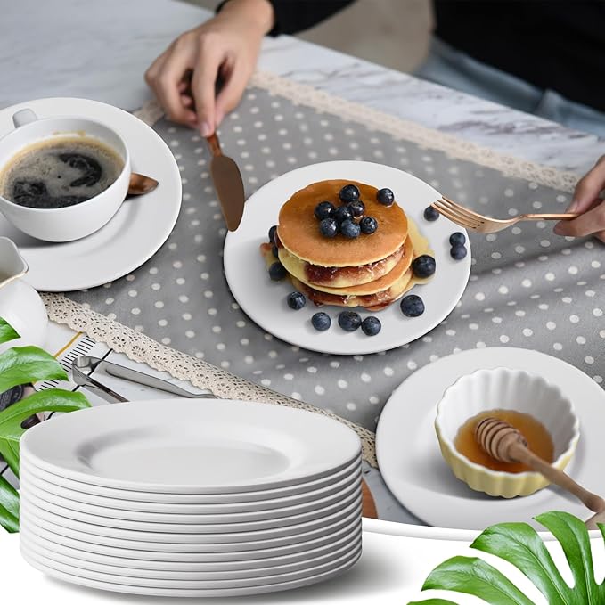 Hushee 24 Pack 7 Inch White Dessert Plates/salad Dishes Set, Melamine Small Dinner Plates Round Serving Dishes for Snacks, Bread, Fruit, Cake and Salad, Home Restaurant Supplies