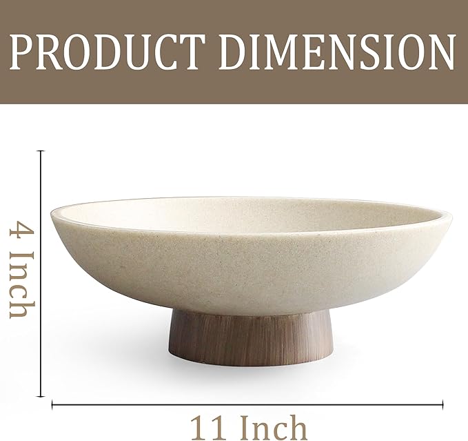 Modern Resin Pedestal Bowl – Large Fruit Bowl for Kitchen Counter, Catch All Bowl for Entryway Table, Stylish Key Bowl & Dining Centerpiece, Brown