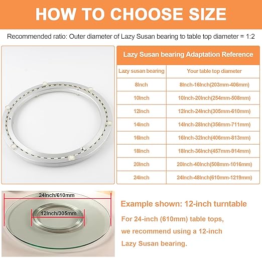 TamBee 24 Inch Lazy Susan Heavy-Duty Mute Bearing Turntable Ring Hardware Lazy Susan Hardware Lazy Susan Bearing Lazy Susan Parts Lazy Susan Mechanism Lazy Susan Kit Lazy Susan Base Only