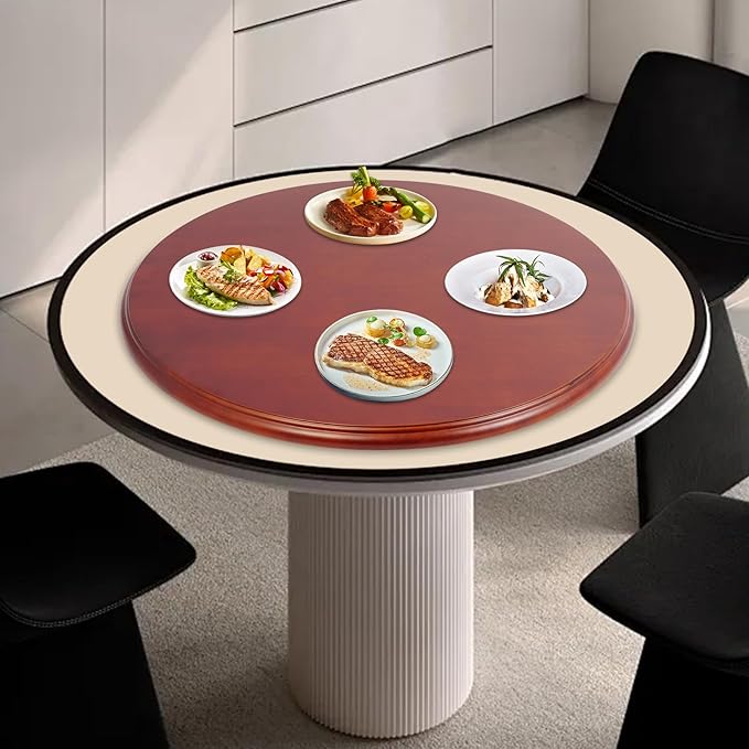 27.56" Dining Table Turntable, Wooden Rotating Serving Tray Round Tabletop Serving Plate Large Round Serving Plate Tabletop Rotating Tray Organizer for Table Top Counter Top