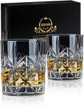 Whiskey Glass Set of 2, 10 oz Crystal Whiskey Glasses Thick Bottom Bourbon Gifts for Men, Old Fashioned Rocks Glasses Tumbler for Scotch, Cocktail, Father's Day Gifts for Men (Glass Set 2)