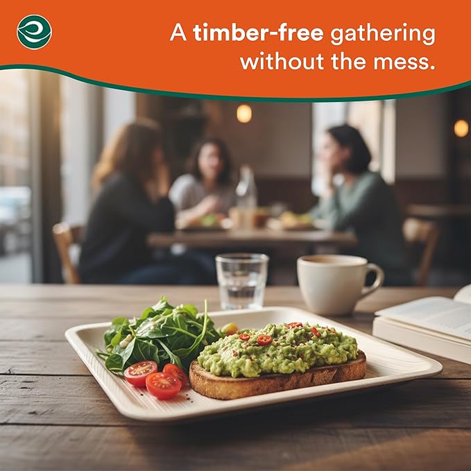 ECO SOUL Palm Leaf Plates 8"(100 Count) Square Compostable Bamboo Plates Heavy- Duty, Biodegradable Eco-Friendly Dinnerware for Party Dinner, Wedding, Holiday & Event