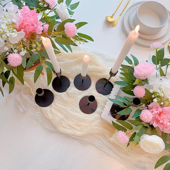 Black Taper Candle Holders for Wedding Table Centerpiece,Tall Taper Candlestick Holders Bulk Set of 15,Metal Candle Stick Holder Decor for Table or Mantel Centerpiece, Dinning, Party Home Decor