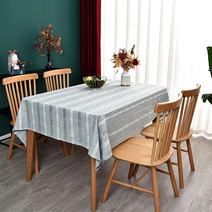 Heavy Duty Cotton Table Cloth for Rectangle Table Rectangular Farmhouse Vintage Tablecloth Washable Rustic Table Cover (Gray, Rectangle, 52''x 98'', 8-10 Seats)