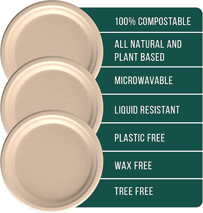 EconoHome 9 Inch Compostable Paper Plates - Eco-Conscious Disposable Plates Made of Bagasse or Sugarcane Fiber - Microwave, Refrigerator-Safe - Heavy Duty Paper Plates for Dinner - Case of 500