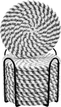 ABenkle Drink Coasters with Holder Set of 10, Cotton Woven Absorbent Coasters for Drinks, Minimalist Home Decor Coaster Set for Wooden Tabletop Protection Table, 4.3 inches