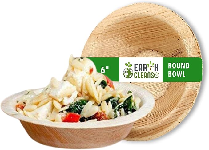 Areca Palm Leaf Bowls 6-Inch, Pack of 25