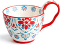 25oz Ceramic Soup Bowl with Handle – Handcrafted Floral Pottery Cereal & Ramen Bowl – Large Microwave & Dishwasher Safe Decorative Bowl for Everyday Use or Gift (Crimson Frost, 20oz)