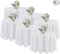 Fitable 6 Pack White Tablecloths for Round Tables - 108 Inches in Diameter - Stain Resistant and Washable Table Clothes, Polyester Fabric Table Covers for Wedding, Party, Banquet, Formal Events