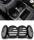 4 Pack Car Cup Coasters, Universal American Flag Non-Slip Silicone Cup Holder Inserts, Car Interior Accessories, Black