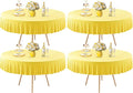 4 Pack Yellow Spandex Round Tablecloths for 60 inch Table, Stretchy Fitted 5FT Round Table Cloths with Skirt for Wedding Party Dining Banquet