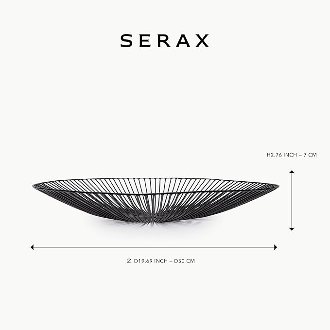 Serax Home Decor Fruit Bowl | Metal sculptures interior accessories by Antonino Sciortino | Oval Iron Kitchen Basket | Modern House Decor or Kitchen Storage for Counter and Table (low, black)
