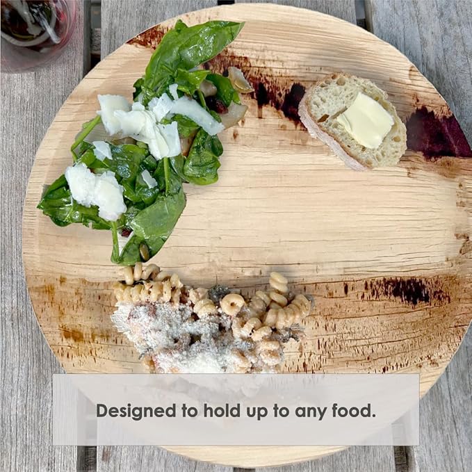 NEATtable Palm Leaf Plates | Disposable & Compostable | Eco Friendly & 100% Natural | Great for Outdoor Events, Wedding, Party, Barbecues | 10-inch Round Plate, Pack of 25
