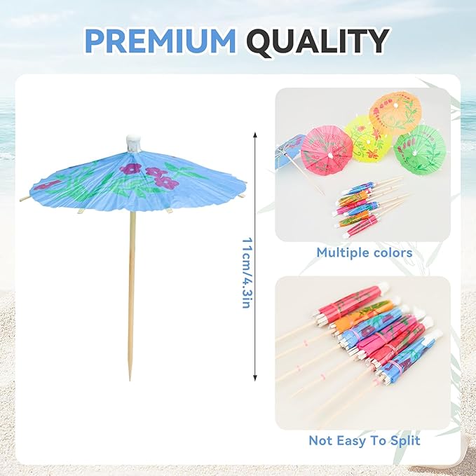 20PCS Cocktail Picks, Fancy Toothpicks for Appetizers, Decorative Skewers for Appetizers Drinks Party Fruit, 4.25 Inch Long Wooden Bamboo Umbrella Food Sticks Charcuterie Boards Accessories