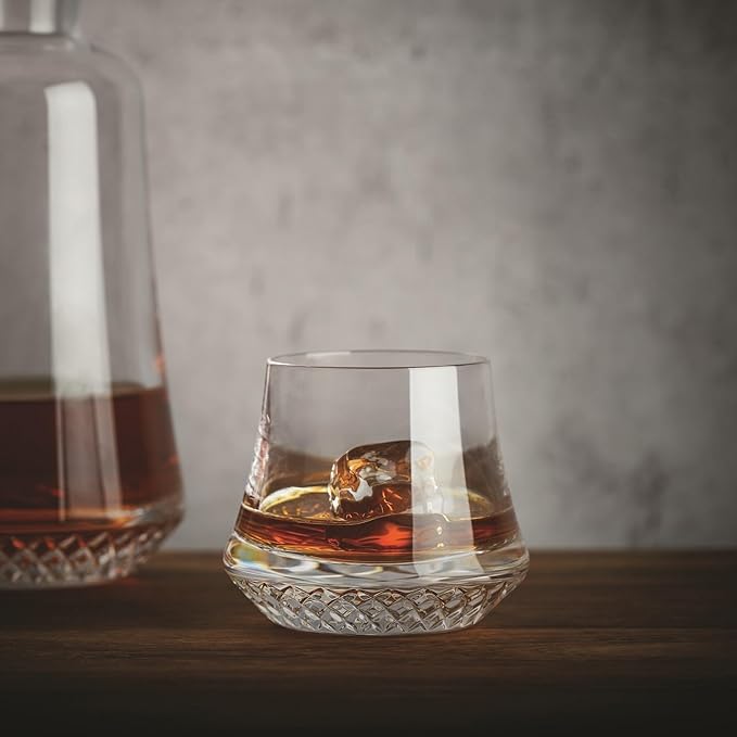 NUDE Whiskey Glasses Set of 4 SOF – 8.5 oz Premium Lead-Free Crystal Old Fashioned Rocks Glasses for Whisky, Scotch & Bourbon – Heavy Base, Dishwasher Safe, Luxury Gift Boxed Set Barware