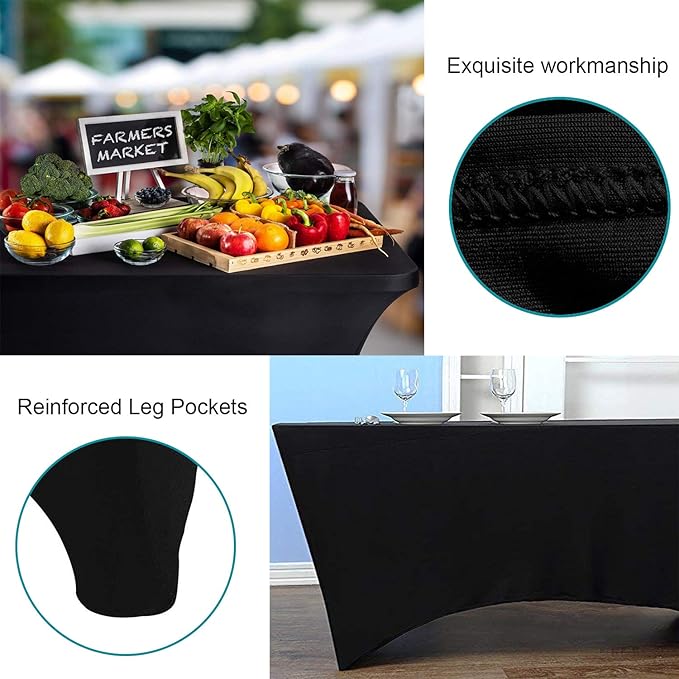 RELIANCER 1 Pack Stretch Spandex Table Covers for Rectangular Tables,8FT Elastic Fitted Tablecloth,Universal Rectangular Table Cloth Protector for Outdoor Party,Wedding,Bar,Birthday,Banquet,Events