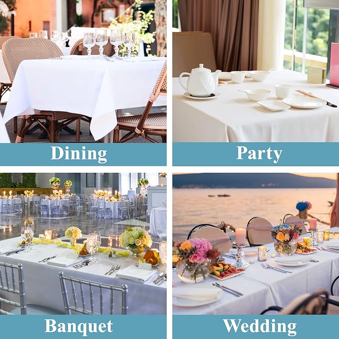 VidaFete Tablecloth 60 * 102inch 10 Pack Rectangle Table Cloth Polyester, Stain Wrinkle Resistant Dining Table Cover for Kitchen Dinning Party Wedding Rectangular Tabletop Buffet Decoration(White)