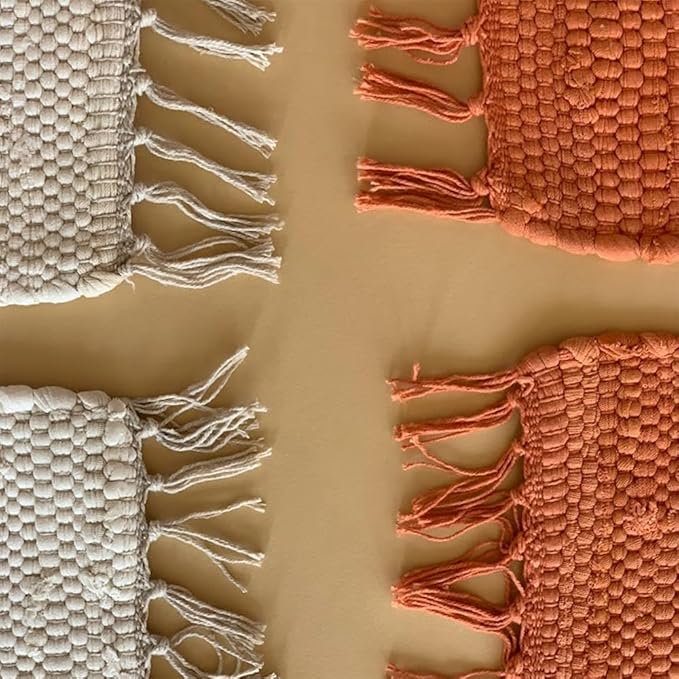 PILLOWPIA Handcrafted Chindi Rag Rug Hot Pad – 100% Cotton, Handwoven, Colorful & Eco-Friendly | Boho Kitchen Accessory for Table, Counter, or Serving Use - Heavy Cream