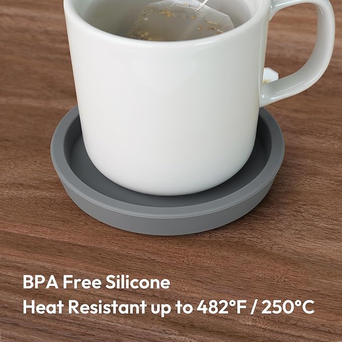 Carrotez Thick Silicone Coasters for Drinks, Round Bulky Cup Coasters for Coffee Table, Desk, Set of 2 - Grey