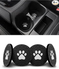 4 Pack Car Cup Coasters, Universal Dog Paw Print Non-Slip Silicone Cup Holder Inserts, Car Interior Accessories, Black