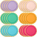 48 Pcs Candy Color Paper Plates 9 Inch Light Colorful Rainbow Scalloped Paper Disposable Dinner Dessert Plates for Birthday Wedding Bridal Party Supplies, 6 Colors