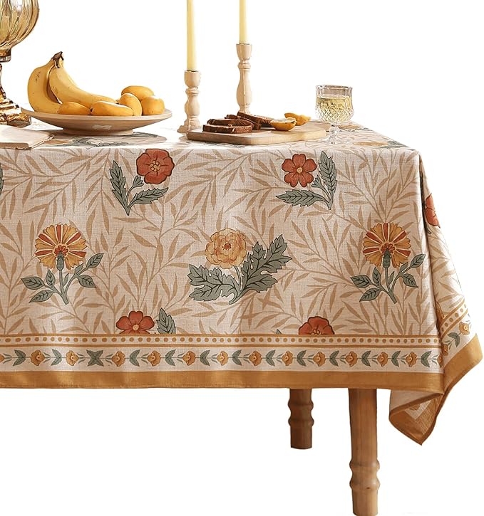 patdrea Designer Linen Small Tablecloth for Square Table,Vintage Durable Floral Pattern Table Cloth,Dacorative Cover for Kitchen Dining,Parties Christmas,Thanksgiving,Party,55"x55"-Cornflowers