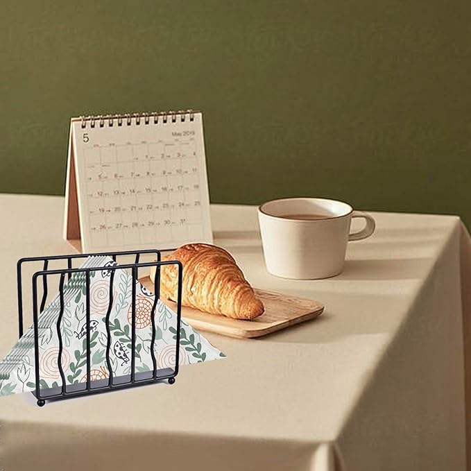 Modern Standing Napkin Holder for table, Black Metal, Tabletop Paper Napkin Dispenser for Coffee Filter Holder Kitchen, Dining Room, Outdoor.