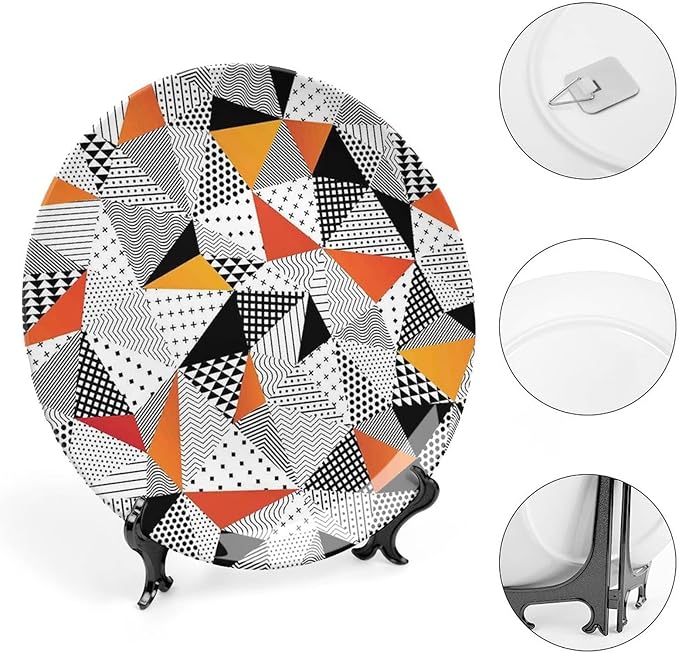 Ceramic Plates, Abstract Decor Decorative Ceramic Plates, Fashionable Polygonal Artwork Panes Craft Projects, 7 Inch, Household Plates Decorative, Multy