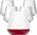 20 Pack Plastic Ribbed Wine Glasses, 14Oz Origami Disposable Wine Glasses Unbreakable Clear Plastic Cocktail Glasses Recyclable Shatterproof Reusable Wine Cups
