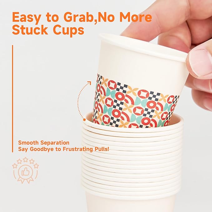 300 Pack 3 oz Bathroom Cups, Disposable Paper Cups with Rolled Rim, Small Paper Mouthwash Cup for Guest Bathrooms, Vanity & Office Use, Puzzle