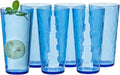 26oz Blue Acrylic Glasses Drinkware (Set of 6), Hammered Design Shatter-Proof Plastic Cups, Reusable Large Drinking Tumblers, Stackable, BPA-Free, Dishwasher-Safe (Blue)