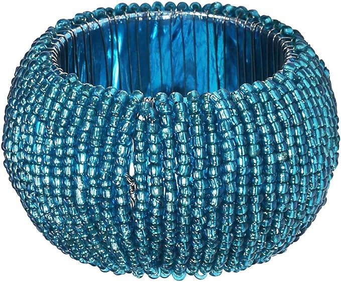Teal Napkin Ring, Napkin Rings Set of 12, Beaded Napkin Holders, Fall Napkin Rings Bulk for Christmas Party Decoration, Dinning Table, Everyday, Family Gatherings - Set Your Table with Style - Teal