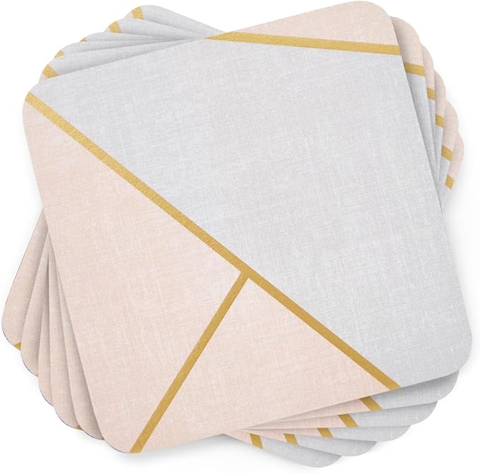 Pimpernel Urban Chic Collection Coasters | Set of 6 | Cork Backed Board | Heat and Stain Resistant | Drinks Coaster for Tabletop Protection | Measures 4” x 4”