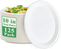Vplus 100% Compostable Oval Paper Plates 10 inch 125 Pack Super Strong Disposable Paper Plates Bagasse Natural Biodegradable Eco-Friendly Sugarcane for BBQ, Party, Gathering, and Picnic