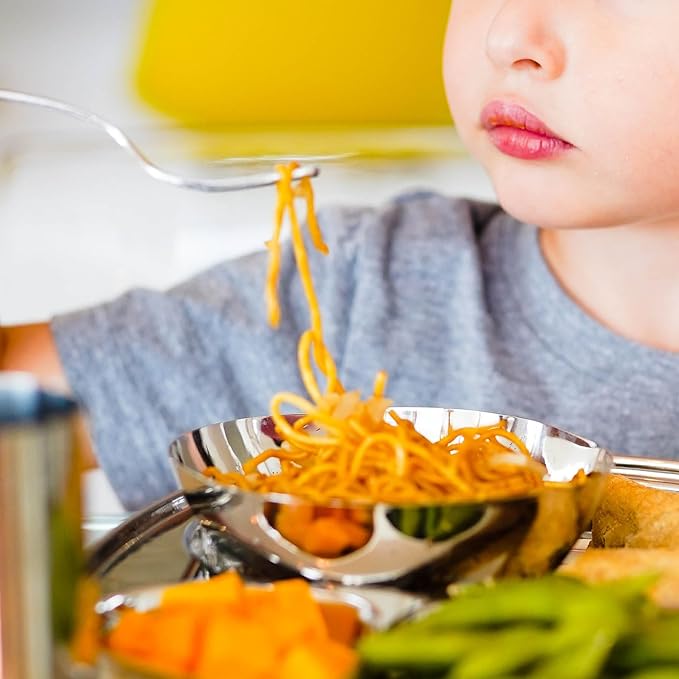 Ahimsa Stainless Steel Bowls for Kids, Durable Pediatrician Designed Toddler Snack Bowl, 12oz, Premium Non Toxic Metal, Easy to Clean & Dishwasher Safe, Set of 4 Classic Silver